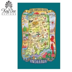 Kay Dee Designs Indiana State Map Kitchen Towel: The Hoosier State